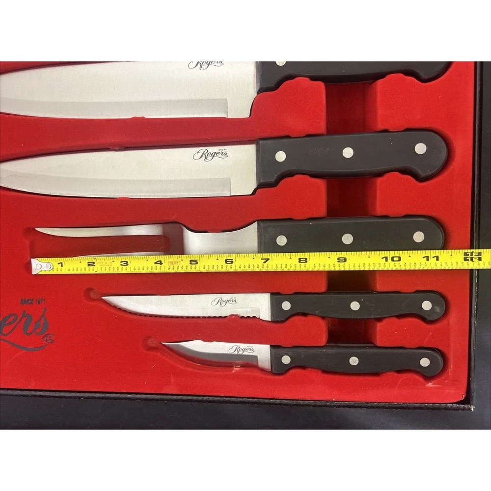 NEW Rogers Cutlery Stainless 6 Piece Carving Knife set Free Shipping Bnfts Chrty